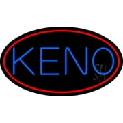 Keno With Oval 2 LED Neon Sign 13 x 24 - inches, Black Square Cut Acrylic Backing, with Dimmer - Bright and Premium built indoor LED Neon Sign for wall d cor, arcarde, and storefront.