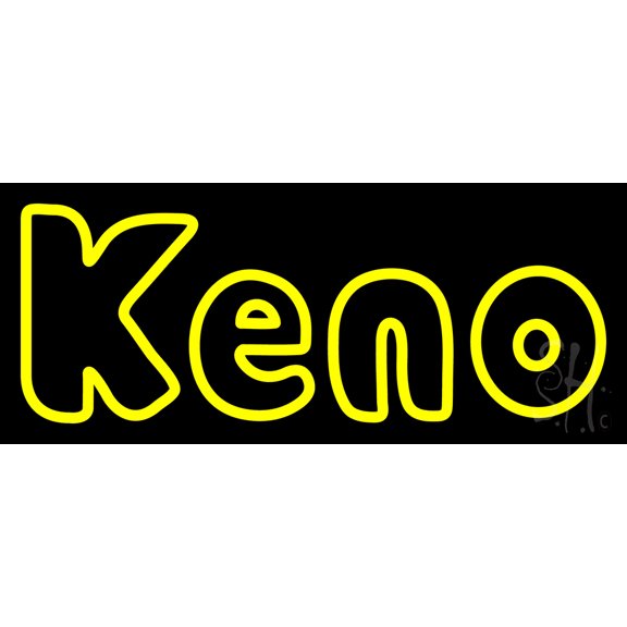 Keno With Oval Border 1 LED Neon Sign 10 x 24 - inches, Black Square Cut Acrylic Backing, with Dimmer - Bright and Premium built indoor LED Neon Sign for wall dcor, arcarde, and storefront.