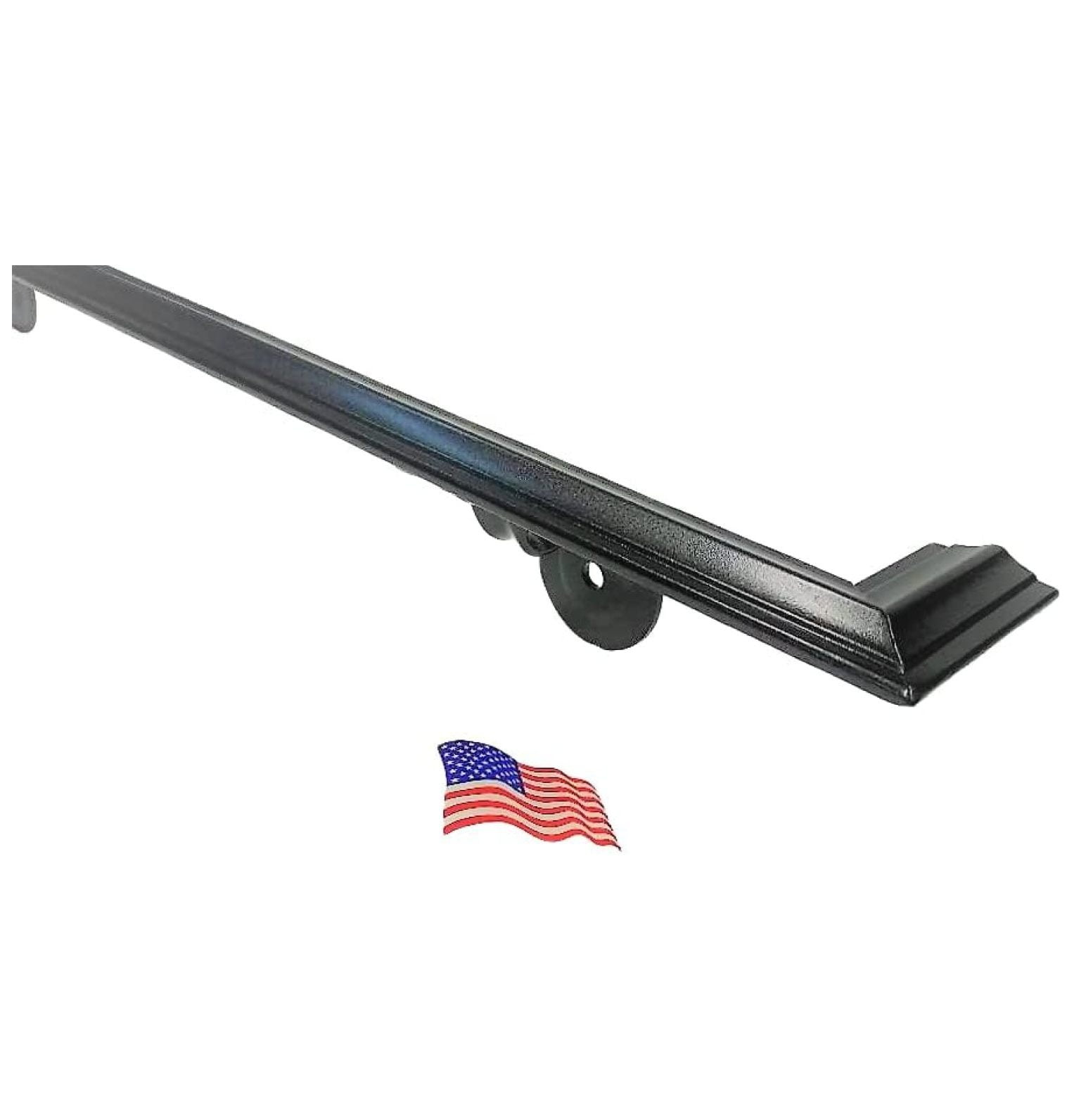 Kenosha Iron 5 Ft Wrought Iron Handrail - Wall Mount, Black, For 4-5 Steps, Indoor/Outdoor, Made In USA