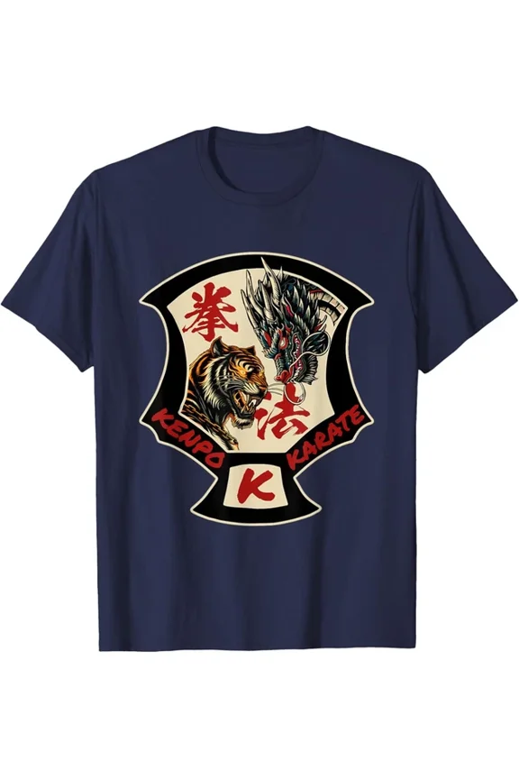 Kenpo Karate Martial Arts Self Defense Tiger Dragon T-Shirt NAVY Unisex S-5XL Hot Trending Shirt, Vintage Birthday Gift