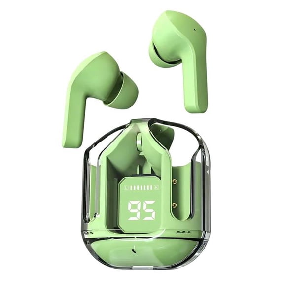 Kenro KNR-E-1045-GRN T2 Crystal TWS Earbuds Portable Wireless Bluetooth Headphones Dual Stereo Sport Gaming NFC Waterproof Long Standby - Green