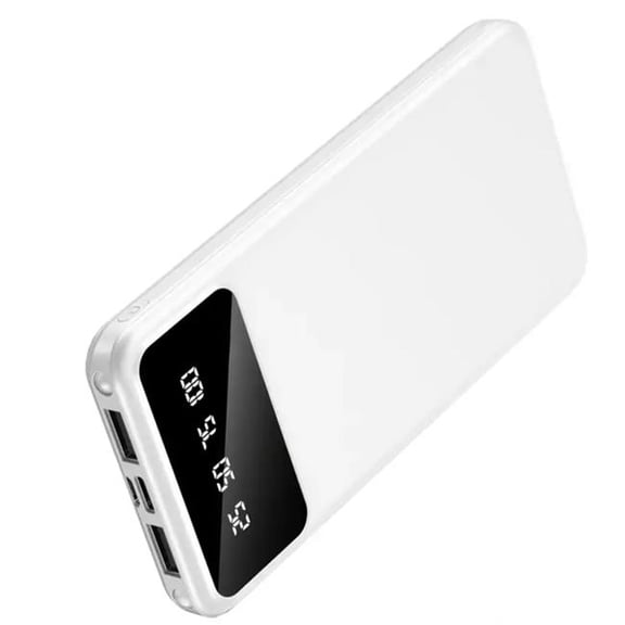 Kenro KNR-E-1056-WHT Portable 20000mAh Power Bank High-Capacity USB Charger with Dual Output & LED Display for Android & Mobile Devices - White