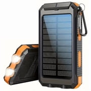 Kenro KNR-E-1058-ORG Solar Power Bank 20000mAh Dual USB Portable Charger with LED Flashlight & Compass - Orange