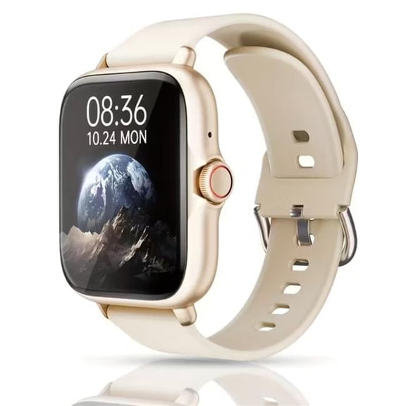 Kenro KNR-E-1064-STRLT Smart Watch with Call & Message Alerts Fitness Tracker with Sleep Monitor, Pedometer, Full Touch Display for iPhone & Android - Starlight