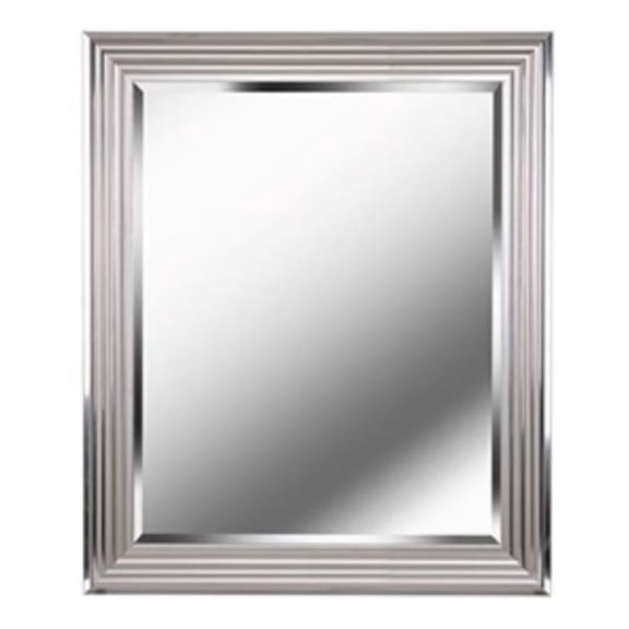 Polished Aluminum Finish Beveled Glass Contemporary Mirror (36 in. H x 30 in. W)