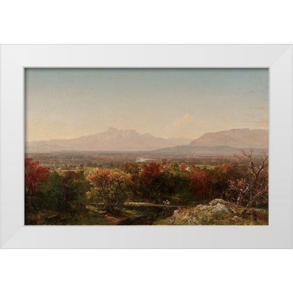 Kensett, John Frederick 24x17 White Modern Wood Framed Museum Art Print Titled - An October Day in the White Mountains