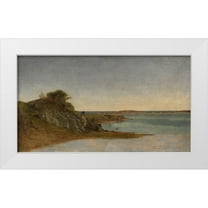 Kensett, John Frederick 32x20 White Modern Wood Framed Museum Art Print Titled - View near Newport