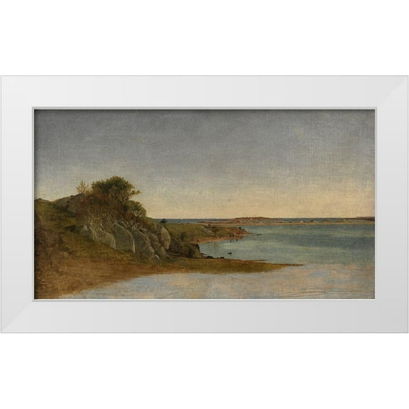 Kensett, John Frederick 32x20 White Modern Wood Framed Museum Art Print Titled - View near Newport
