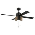 thumbnail image 1 of Kensey 52 in. Indoor Flat Black Finish Ceiling Fan w/ Integrated Aluminum & Hemp Rope Drum Light Kit, 1 of 4