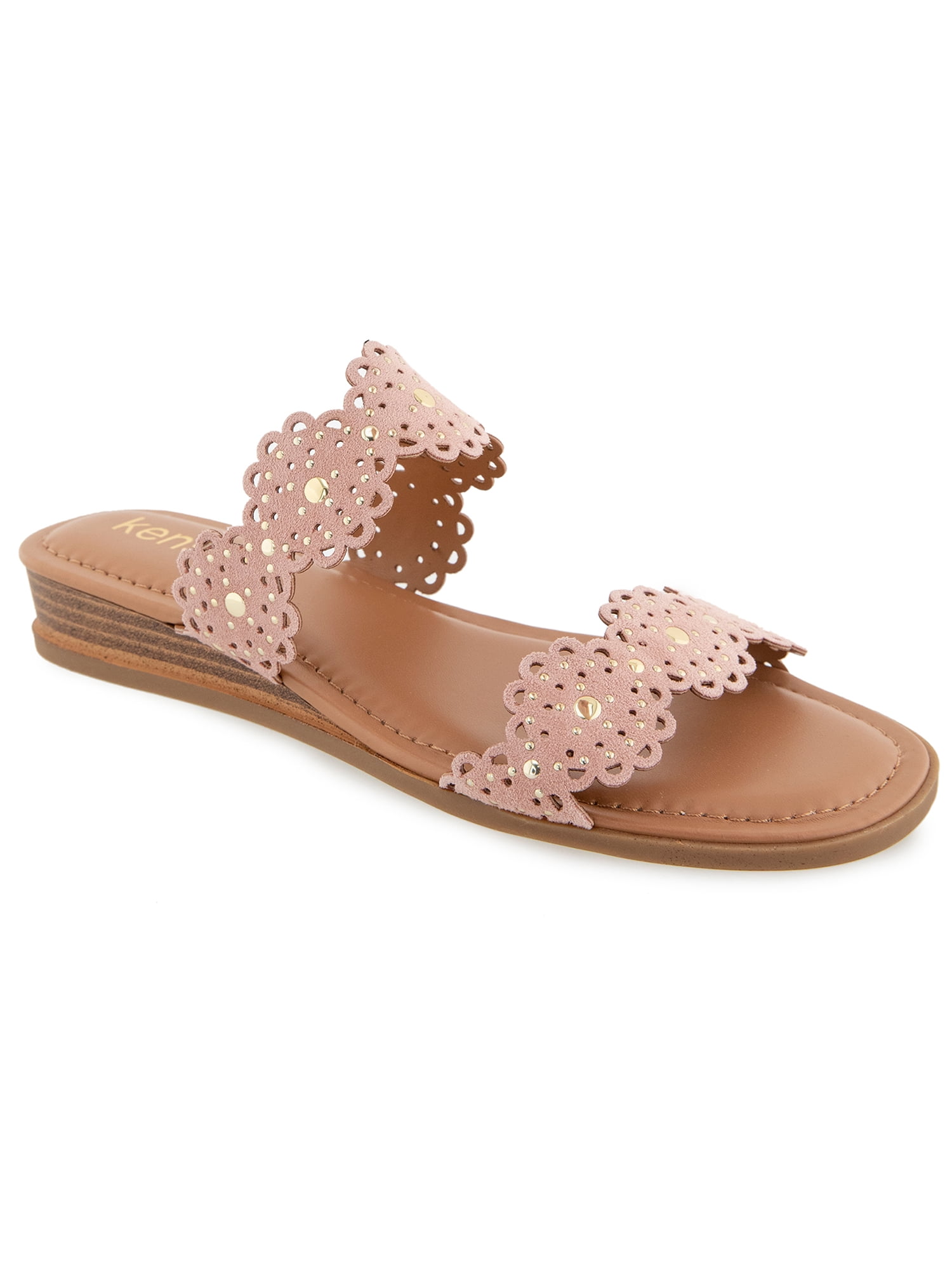 Kensie Women's Autumn Scalloped Wedge Flat Sandal
