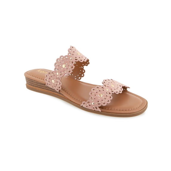Kensie Women's Autumn Scalloped Wedge Flat Sandal