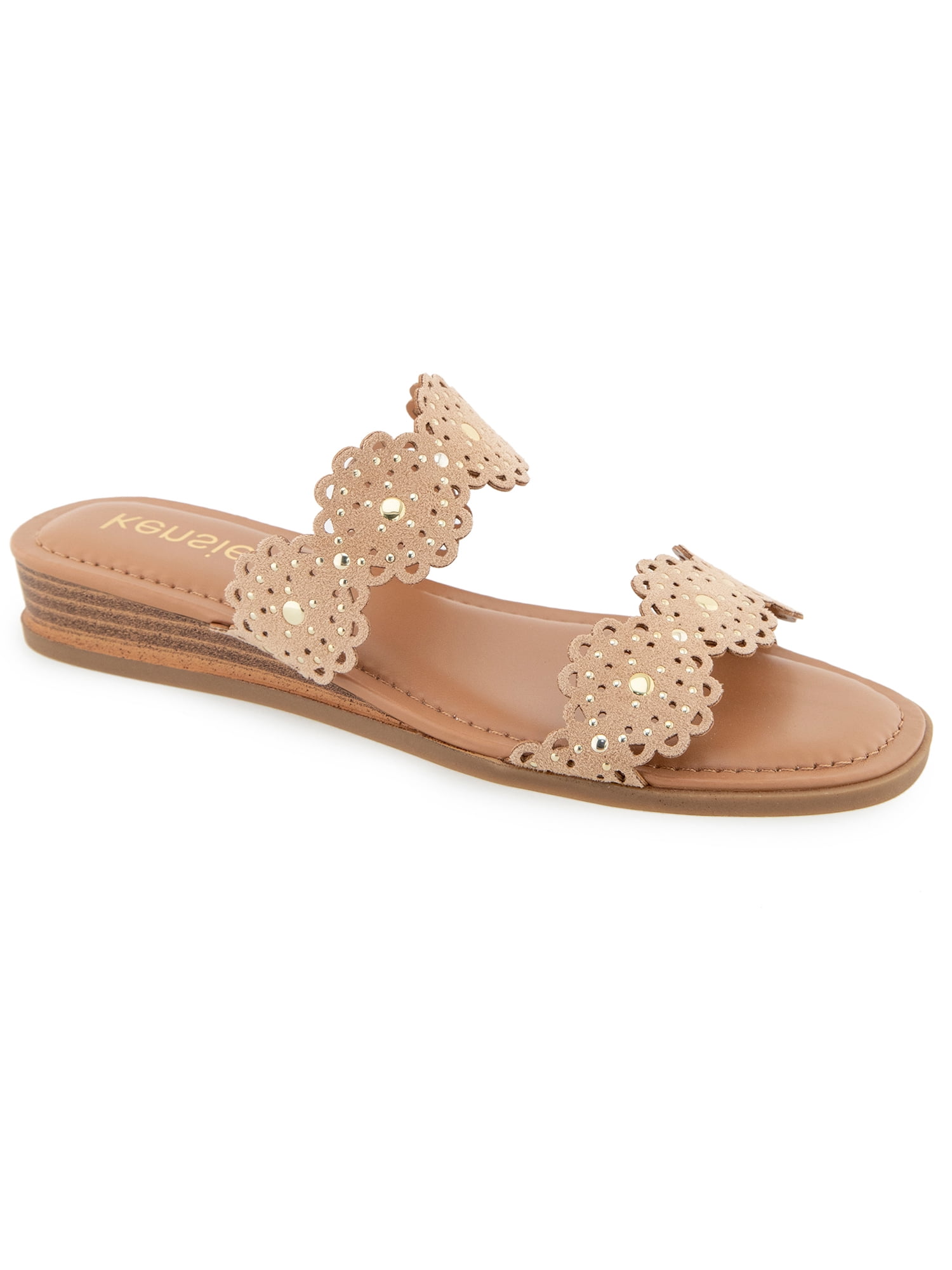 Kensie Women's Autumn Scalloped Wedge Flat Sandal