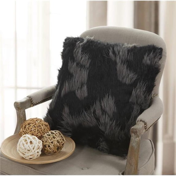 Kensie BUDGB=48 /10654 Decorative Throw Pillow Cushion Cover Case - Faux Fur - 20"W x 20"L - Grey & Black
