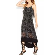 Kensie Black Layered Ruffled Hi-Low Maxi Dress, Womens Small