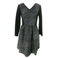 thumbnail image 1 of Kensie Black-White 3/4-Sleeve Lace-Inset Dress M, 1 of 2