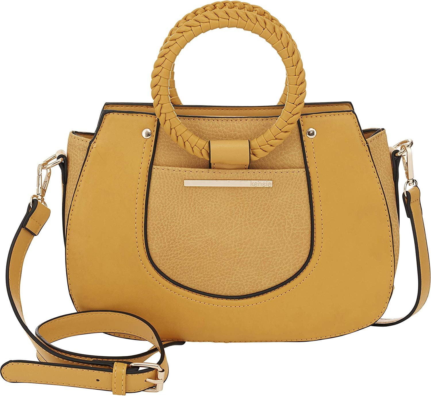 Kensie Crossbody Bag Women s Fashion Handbag Sling Purse With Wrapped Ring Handle and Strap Mustard