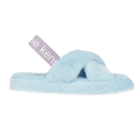 Kensie Cute Cross Strap Faux Fur Home Slippers, Blue (Women's)