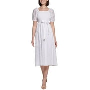 Kensie Dresses Womens Cotton Eyelet Midi Dress