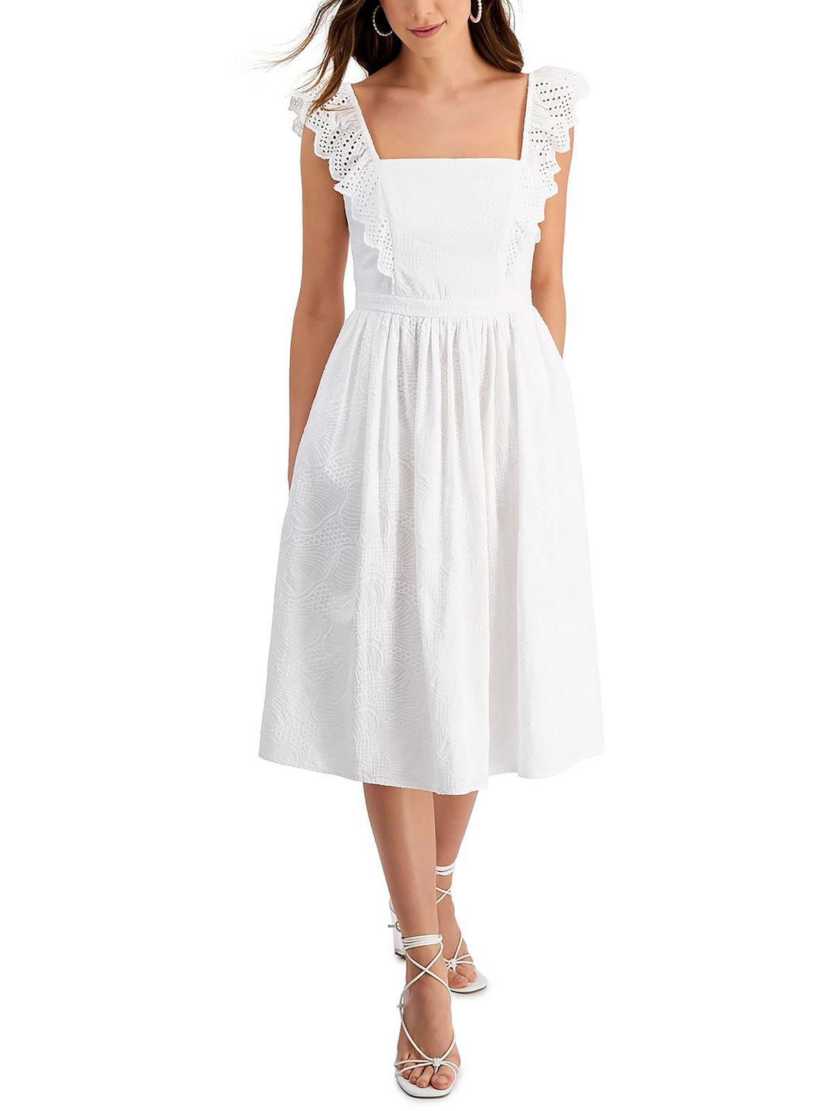 Kensie Dresses Womens Eyelet Midi Fit & Flare Dress - Walmart.com