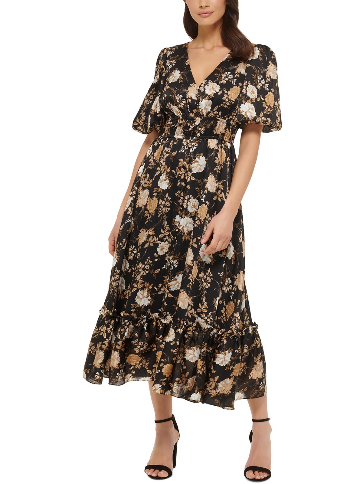 Kensie Dresses Womens Floral Bell Sleeve Fit & Flare Dress