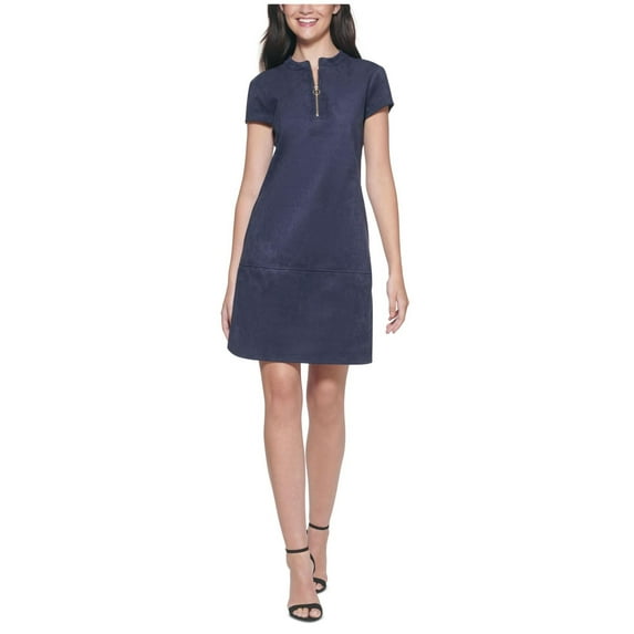 Kensie Womens Pullover Midi Shift Dress, Blue, 12