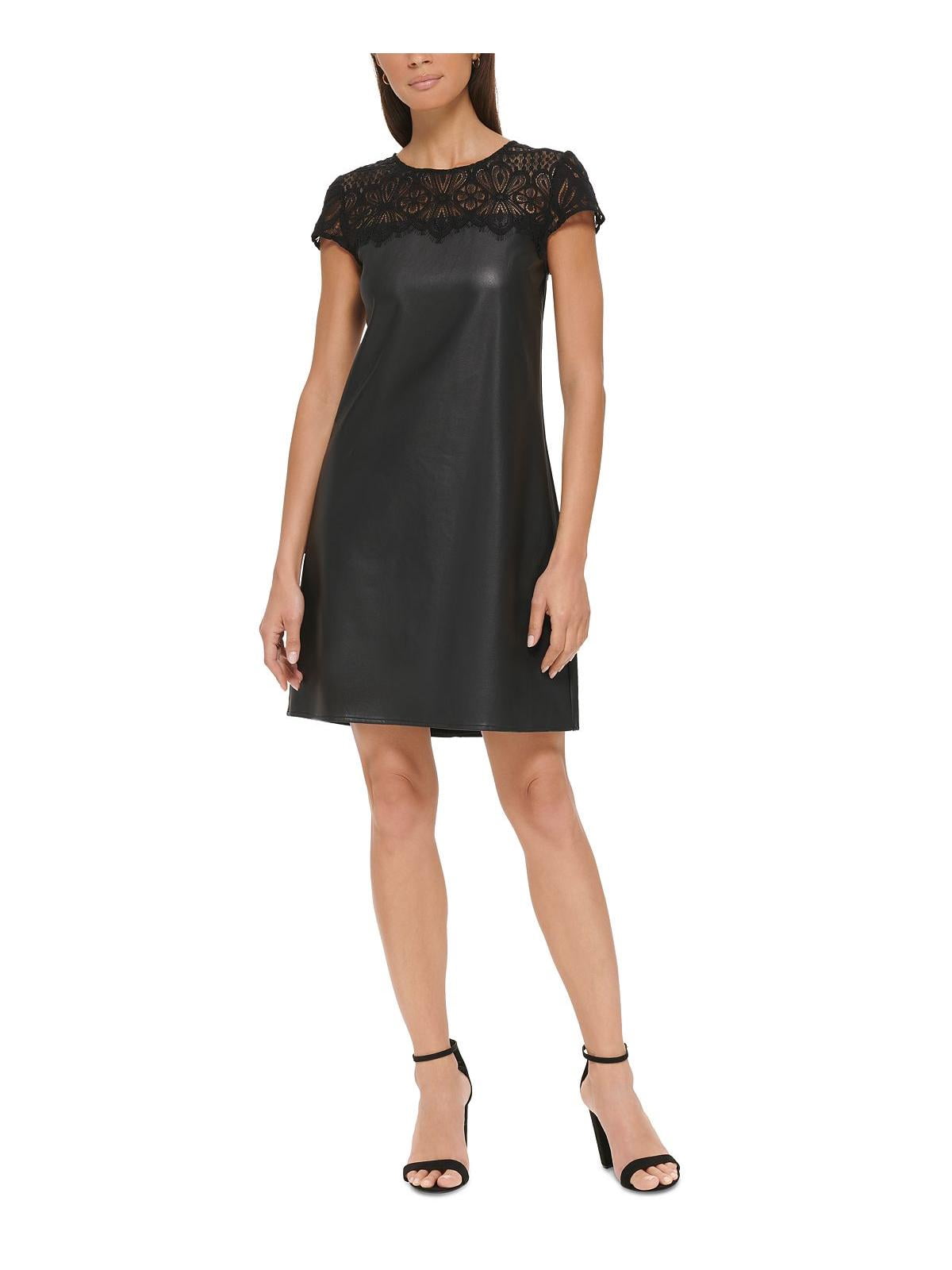kensie dress black KENSIE DRESSES Womens Black Zippered Slitted Sheer Lined Tie Belt Frin   Bobbi + Bricka
