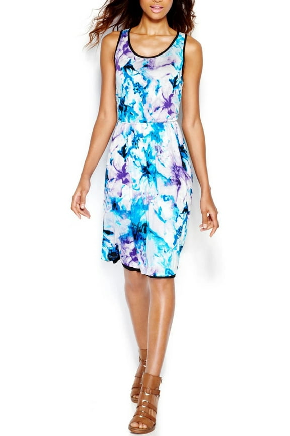 Floral Printed Cross Back Sleeveless Dress, Women's XS