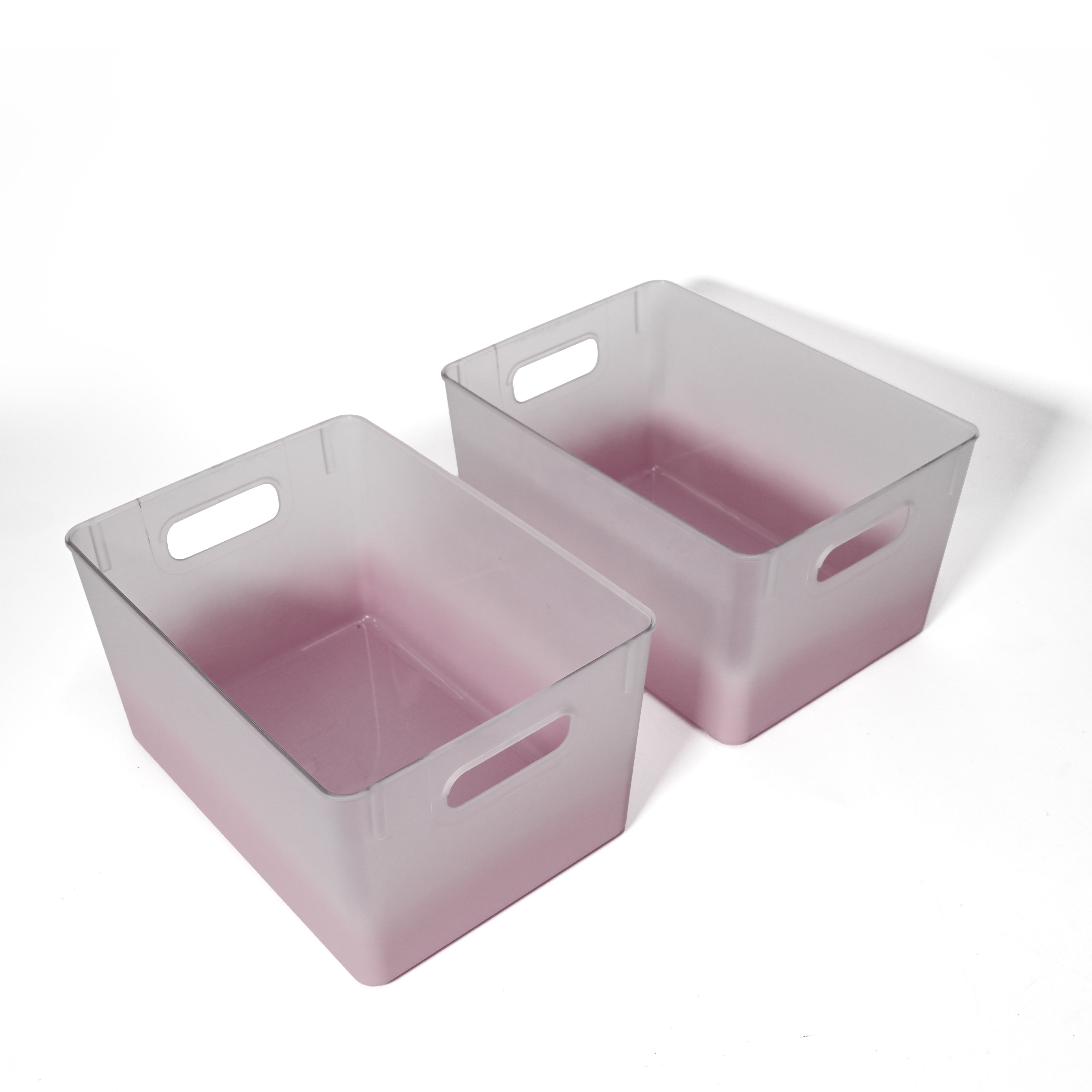 Kensie Closet Storage Bins with Handles, Stackable, 2-Pack, Frosted Blush