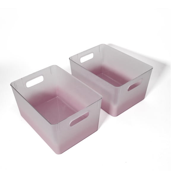 Kensie Closet Storage Bins with Handles, Stackable, 2-Pack, Frosted Blush