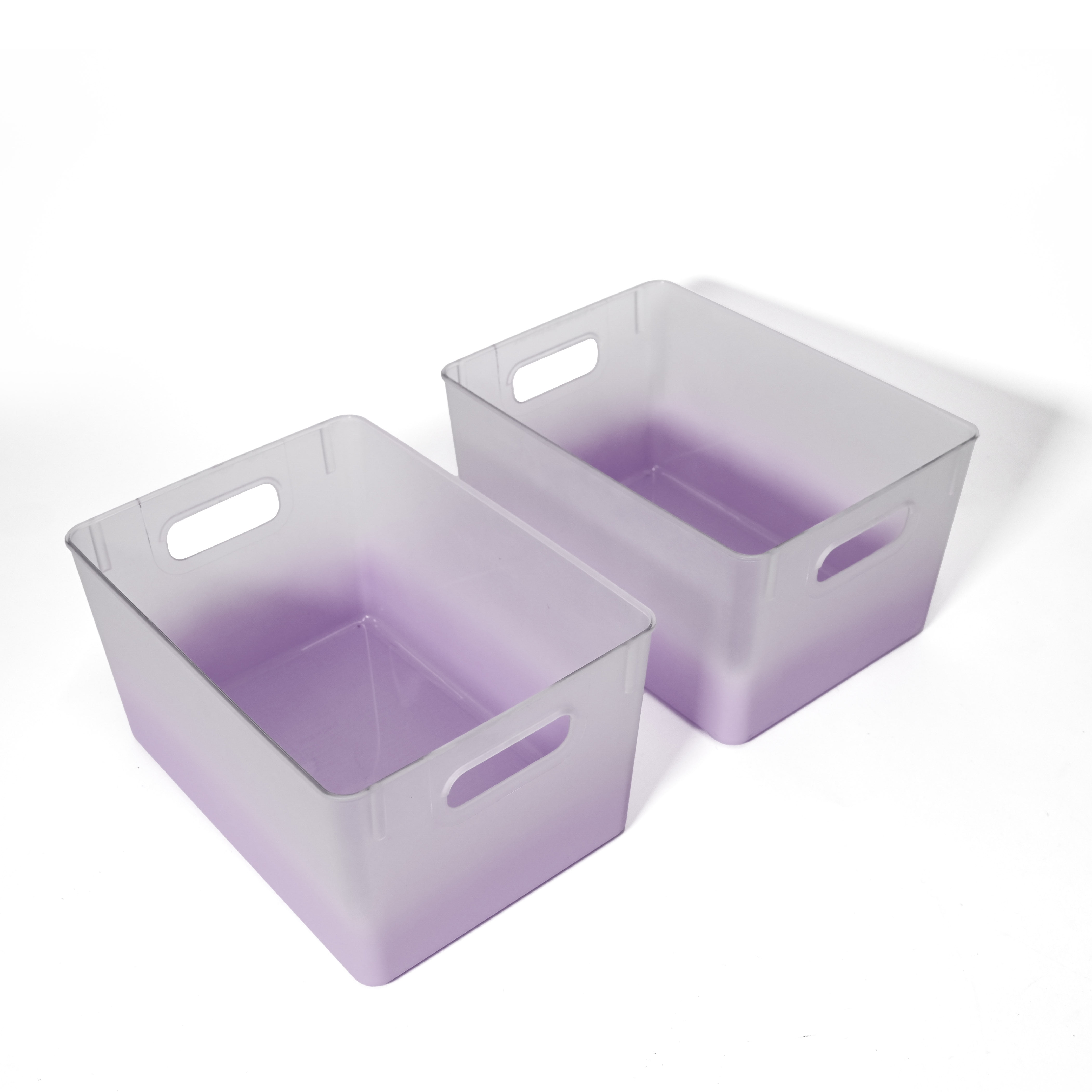 Kensie Closet Storage Bins with Handles, Stackable, 2-Pack, Frosted Lilac