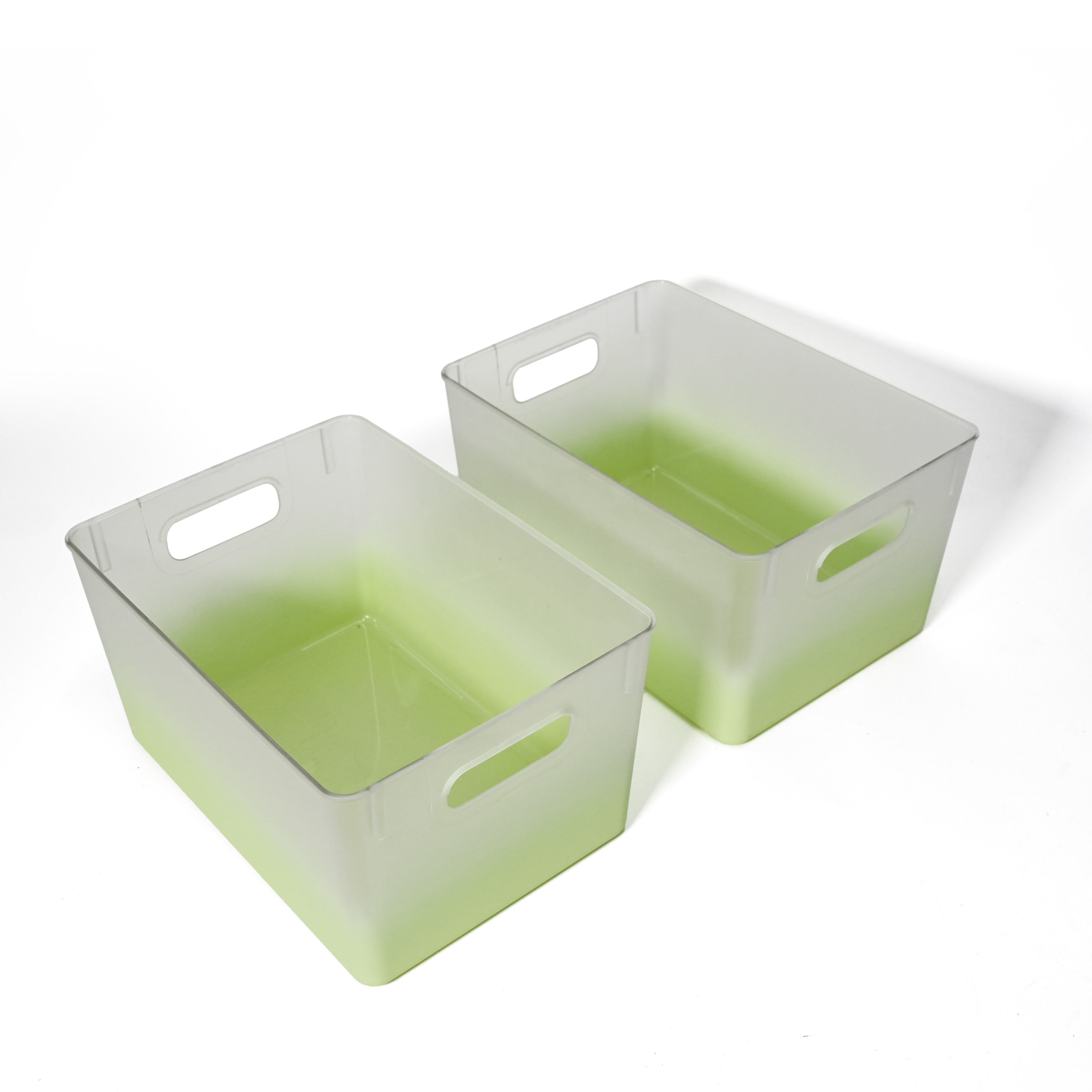 Kensie Closet Storage Bins with Handles, Stackable, 2-Pack, Frosted Sage