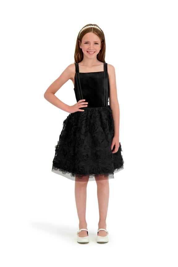Velvet Glitter Rosette Tank Dress, Sizes 4-16