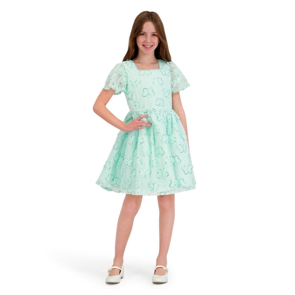 Kensie Girl Cap Sleeve Sequin Butterfly Soutache Mesh Dress, Sizes 4-16