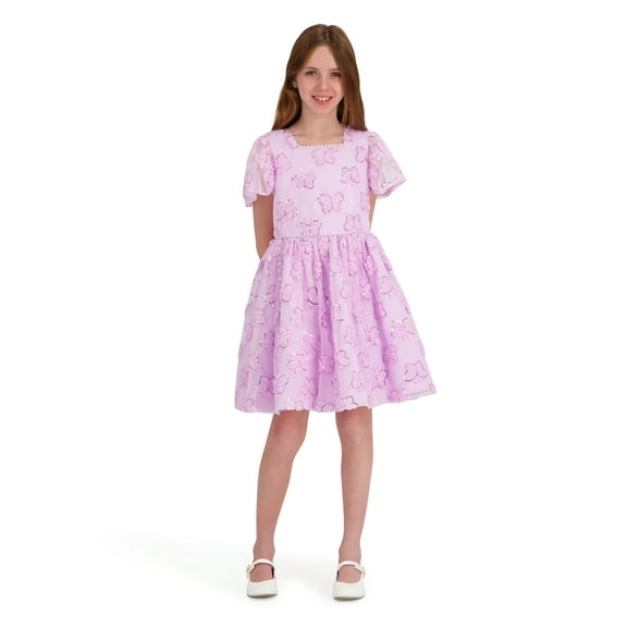 Kensie Girl Cap Sleeve Sequin Butterfly Soutache Mesh Dress, Sizes 4-16