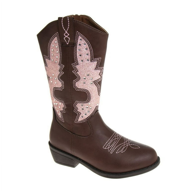 Kensie Girl Zip up Low Heel Faux Leather Cowgirl Boots