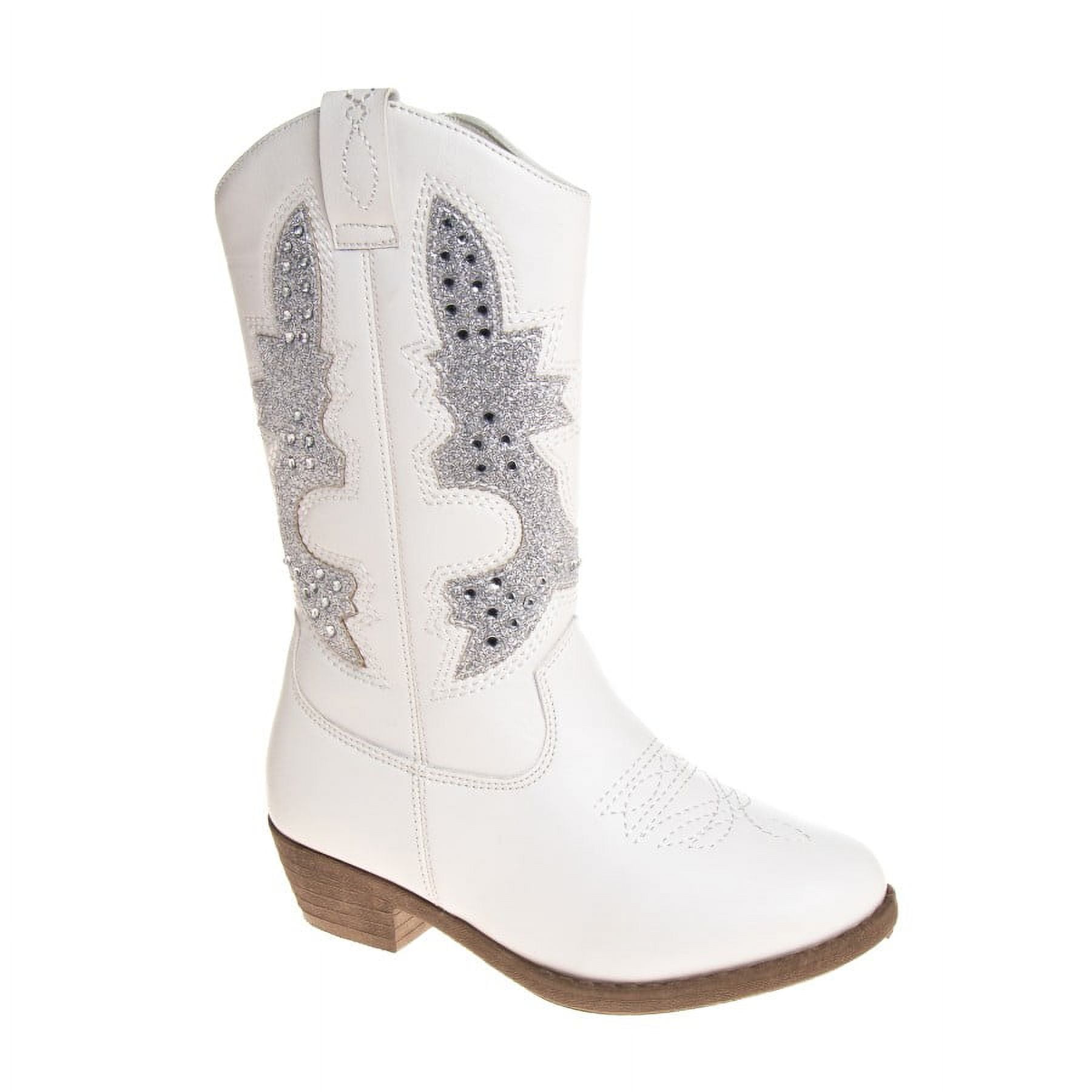 Kensie Girl Zip up Low Heel Faux Leather Cowgirl Boots