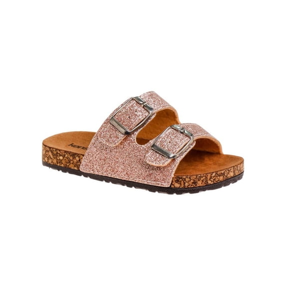 Kensie Girl Footbed Buckle Kids Sandals Slip-on - Rose/Gld/Glt, 15