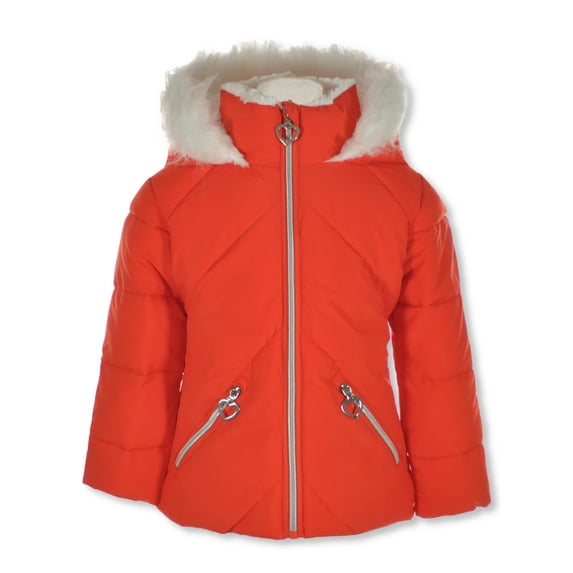Kensie Girl Girls' Faux-Fur Hearts Jacket Color: red Size: 3t