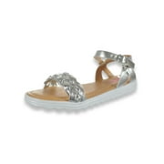 Kensie Girl Girls' Strapped Sandals - silver, 12 toddler