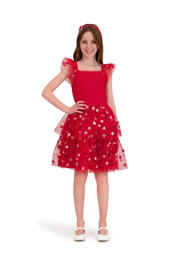 Valentines Day Dress with Heart Headband, Sizes 4-12