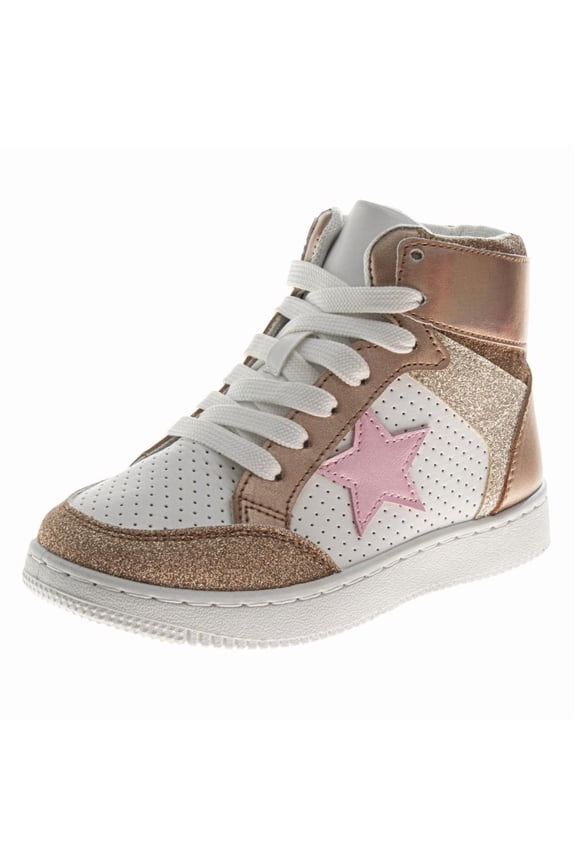' High Top Sneakers. (Little Kids Big Kids), White Rose Gold, Size: 13