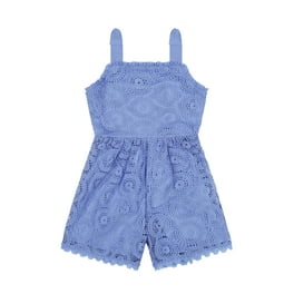 【WONDER WONDER】Benan Lace Sleeveless Layered One Piece Wonder Nation Girls Sleeveless Knit Romper 2-Pack, Sizes 4