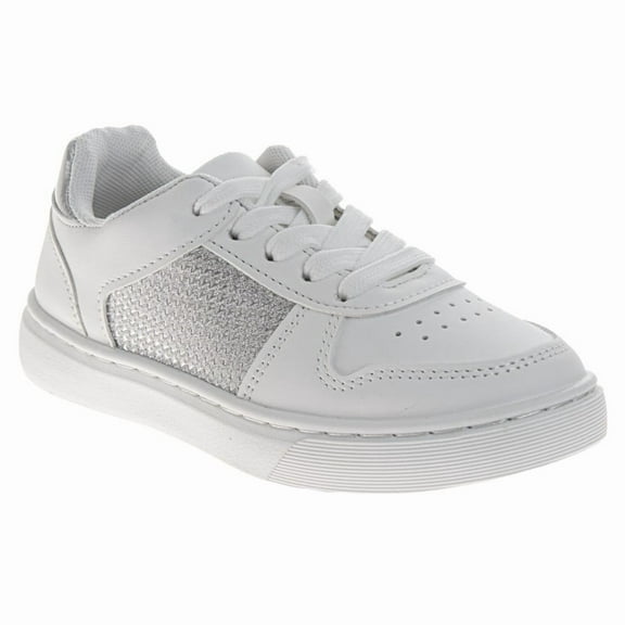 Kensie Girl Lace Up Girls Casual Sneakers. (Little Kids Big Kids), White Silver, Size: 12