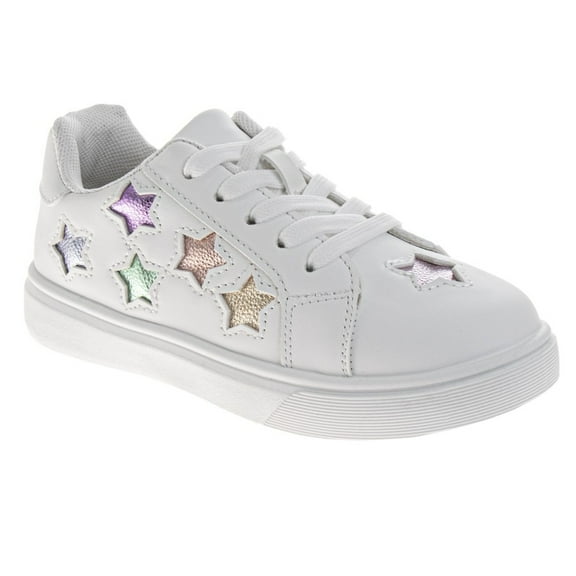 Kensie Girl Lace Up Stars Girls Casual Sneakers. (Little Kids Big Kids), White Multicolorr, Size: 3
