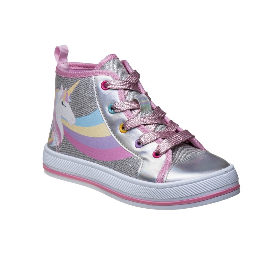 Kensie Girl Little Kids Hi-Top Canvas - Silver/Pink, Size: 1 - Walmart.com