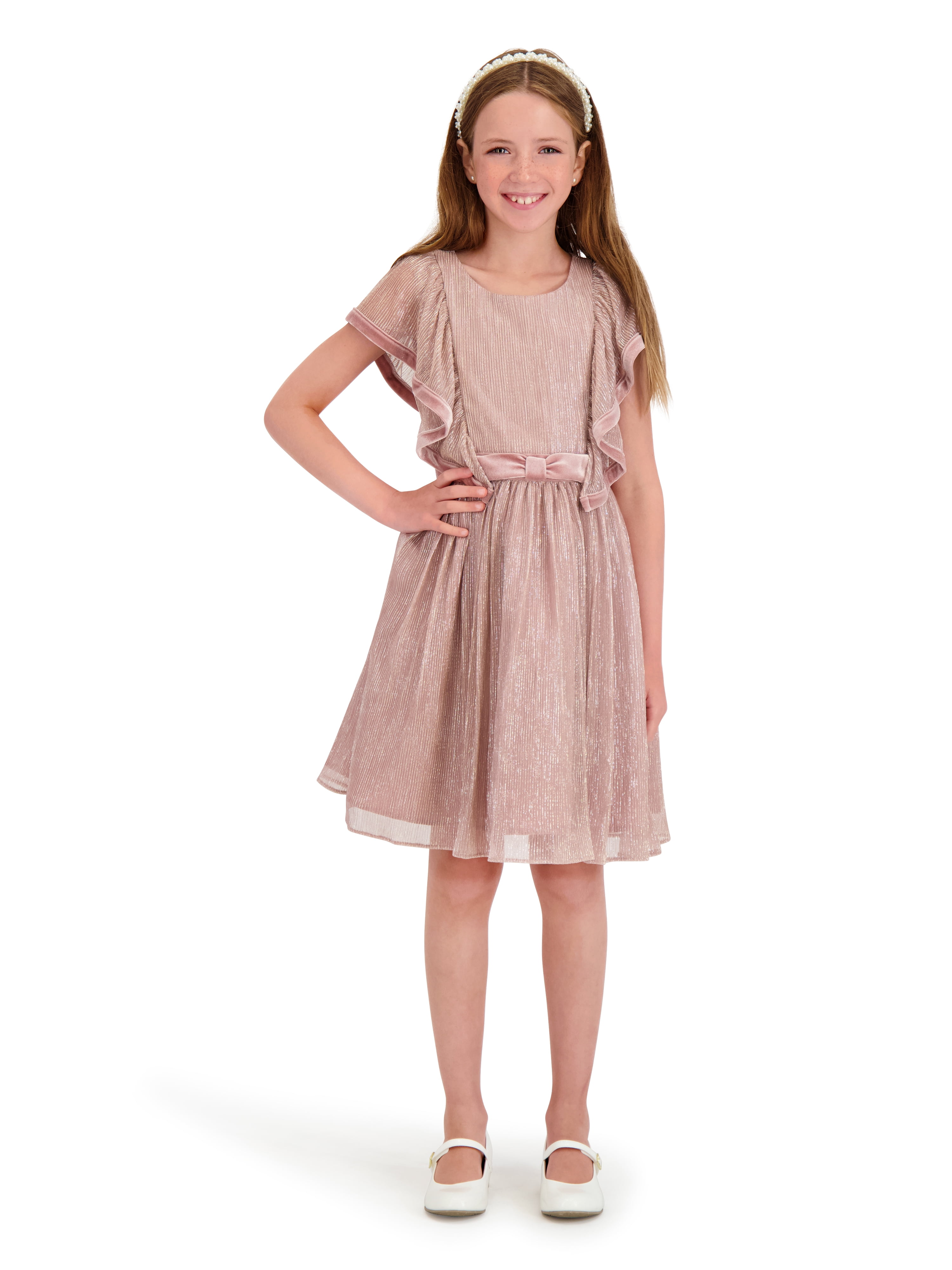 Kensie Girl Metallic Pleated Dress, Sizes 4-16