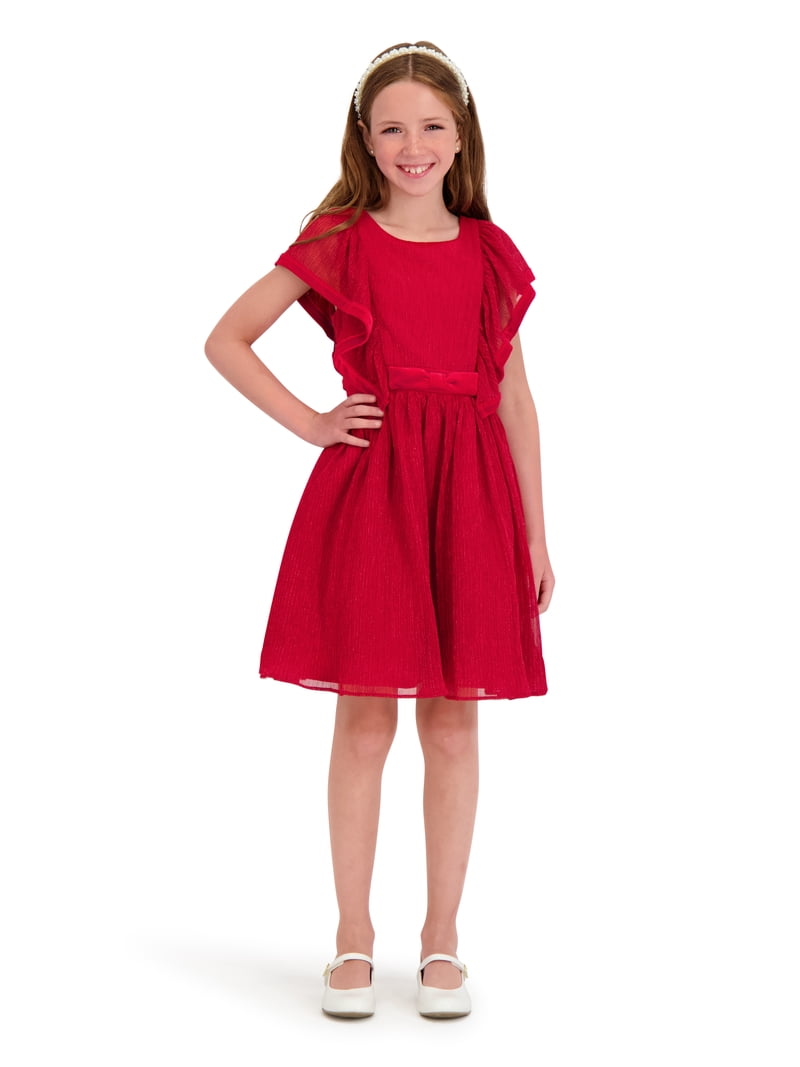 open lace back dress Kensie Dresses Womens Red Lined Pleated V-Back with Tie Flutter Sleeve Surplice Neckline Above The Knee Cocktail Sheath Dress 0