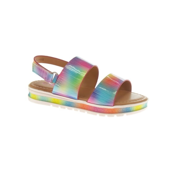 Kensie Girl Platform Hook & Loop Little Kids Footbed Sandals - Light Multicolor, 2