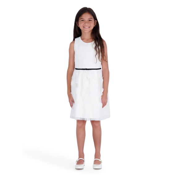 Kensie Girl Rosette Reverse Border Ivory Dress, Sizes 4-16