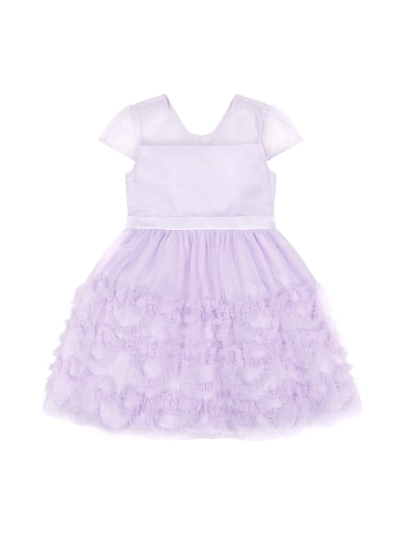 Girl Sequin Mesh Bow Soutache Purple Dress, Sizes 4-16
